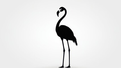 Black silhouette of a flamingo standing on long legs, ideal for minimalist designs.