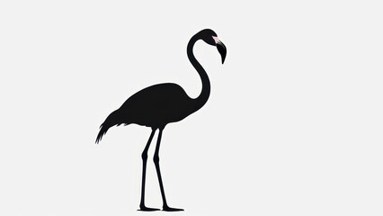 Obraz premium Elegant flamingo silhouette with a curved neck and detailed beak.