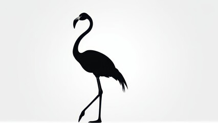 Fototapeta premium Graceful flamingo standing tall in a minimalist black silhouette design.