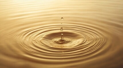 Golden Water Droplet Impact Ripples Abstract Background