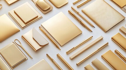 Luxury Gold Stationery Set Flatlay Mockup