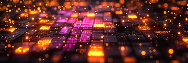 Obraz premium Bright colors and lights create an exciting abstract representation of digital technology