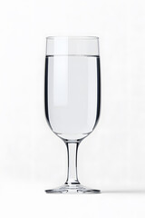 Fototapeta premium A clear wine glass filled with pure water isolated on white background