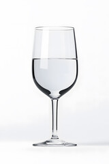 Fototapeta premium A clear wine glass filled with pure water isolated on white background