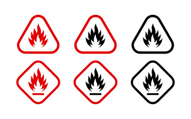Flammable substance icons. Flammable materials