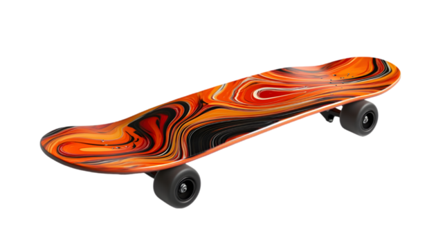 Orange and Black Swirl Skateboard Abstract Design Cruiser Board Sport Equipment
