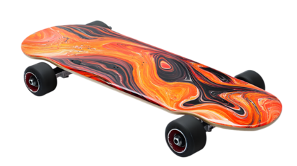 Orange Black Marble Skateboard Deck  Cruiser Longboard  Sport  Hobbies  Wheels