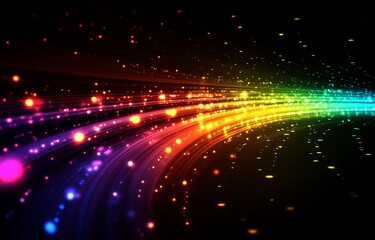 Obraz premium Vibrant spectrum of colorful light trails on black background