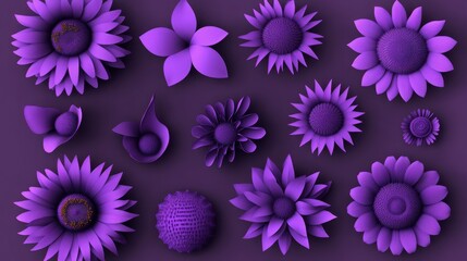 Purple Floral Pattern Design: A Stunning Display of 3D Flowers