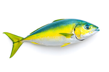 Fototapeta premium Fresh Yellow fish top view isolated on white background
