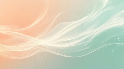 Fototapeta premium Minimalist abstract design gradient peach and mint background digital art fresh and smooth flowing streaks
