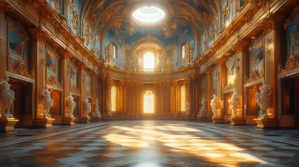 Obraz premium Golden Palace Hall Sunlit Grandeur Interior
