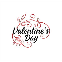 Romantic Happy Valentine's Day Lettering Vector Art on White