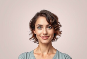 Fototapeta premium Portrait of a woman with short hair and bright green eyes
