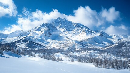 Obraz premium Majestic snow capped mountain range under a brilliant blue sky