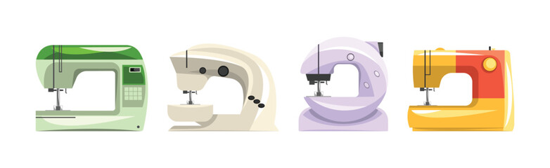 Sewing Machine for Tailor Craft and Workshop Vector Set