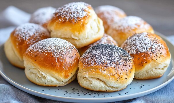 Traditional Czech kolace served on a pale blue plate during a festive family gathering