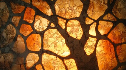 Abstract Tree Shadow on Glowing Orange Texture