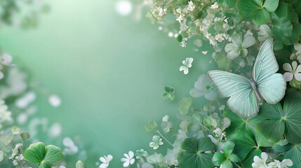 Celebrate the luck of the Irish! This festive St. Patrick&rsquo;s Day background features a vibrant green hue, subtle bokeh effects, and classic holiday decorations, perfect for your designs and celebrate.