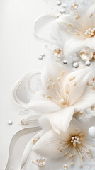 Timeless elegance blooms here. This white, beige, and gold floral background creates a sophisticated and serene canvas, ideal for weddings, birthdays, or any refined design project.