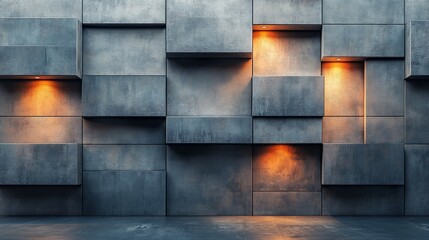 Modern Concrete Wall with Recessed Lighting