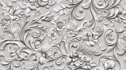 Stunning 3D Floral Bas-Relief Wall Decor - Exquisite Ornate Design for Elegant Interiors