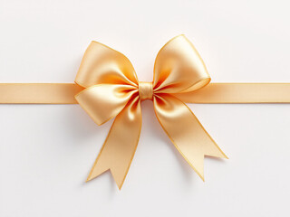 Fototapeta premium Golden bow on ribbon, elegant and shiny, perfect for festive gift wrapping and decoration.