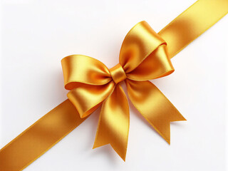 Fototapeta premium Golden bow on ribbon, elegant and shiny, perfect for festive gift wrapping and decoration.