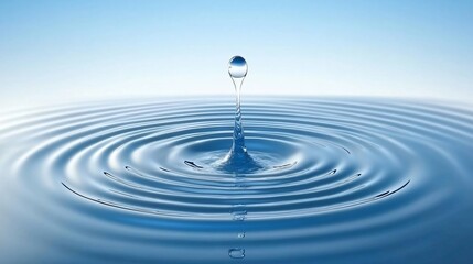 Stunning Water Drop Impact Ripples Abstract Blue Background