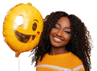 PNG African woman balloon adult smile.