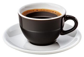 Obraz premium PNG Black cup of coffee saucer drink mug.