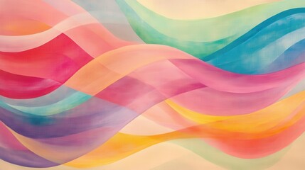 Soft flowing ribbons of color intersecting over a neutral background abstract art colorful design creative environment artistic view
