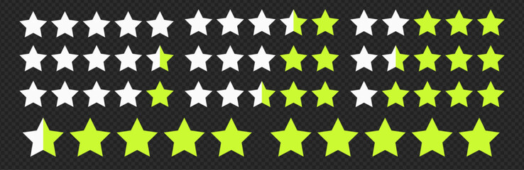Vector star icon set for rating and quality award. Outline green shape symbol for vote, rank, and review illustration. Modern pentagram design for top evaluation and web feedback.