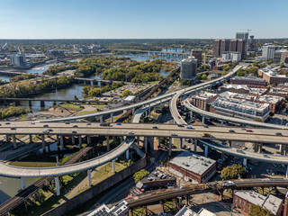 City Skyline, River, Bridges, Richmond, Virginia