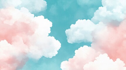 Fototapeta premium Dreamy Pastel Cloudscape Teal Sky Artistic Background