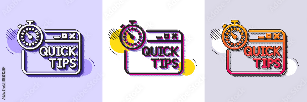 Poster quick tips line icon. halftone dotted pattern. gradient icon with grain shadow. helpful tricks sign.