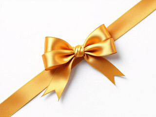 Fototapeta premium Bow, gold, ribbon, shiny, elegant, gift, decorative, satin, luxurious, celebration, festive, ornament, present, wrapping, sophisticated, glossy, smooth, party, special, occasion, holiday, adornment, d