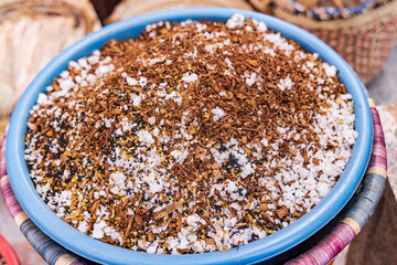 Thebes, Luxor, Egypt. Herbed salt for sale at a market.