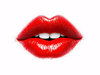 Obraz premium Sensual red lips with glossy shine, close-up beauty.