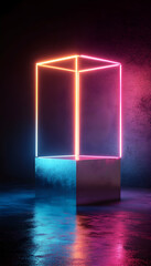 Neon cube showcasing innovative product packaging design  -