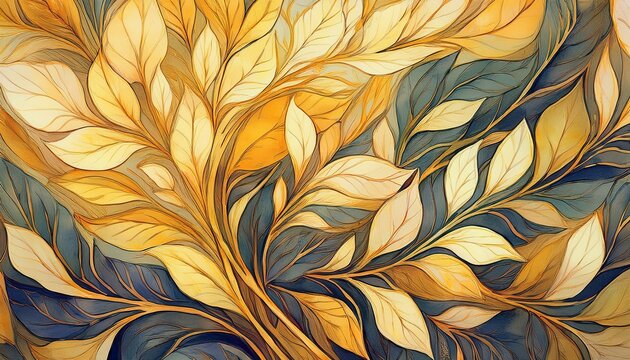 Seamless decorative leaves background graphic resource