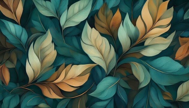Seamless decorative leaves background graphic resource