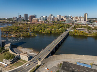 City Skyline, River, Bridges, Richmond, Virginia