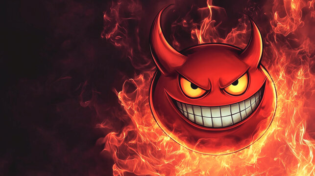 Wallpaper for FreeBSD enthusiasts on the desktop. A fiery and menacing cartoon devil red face