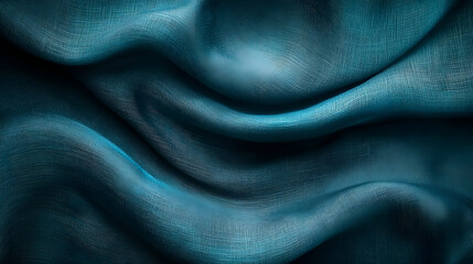 Fototapeta premium Draped Blue Fabric Texture Elegant Smooth Design with Soft Flowing Waves