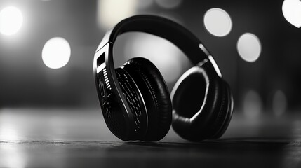 Headphones on a Digital Background in Futuristic Design