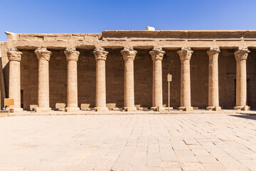 Fototapeta premium Edfu, Aswan, Egypt. Row of columns at the Temple of Horus.