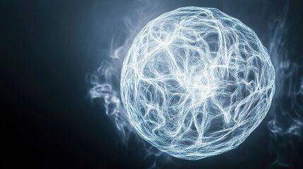 White Energy Ball Against Dark Background