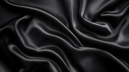 Obraz premium Black Silk Drapes and Swirls Elegant Flowing Fabric with Smooth Luxurious Texture