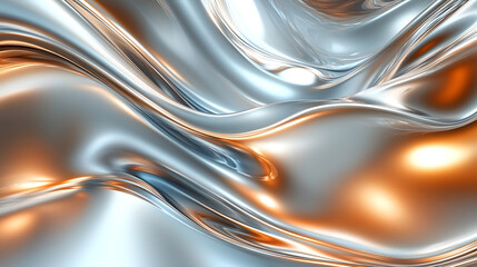 Obraz premium Abstract Metallic Waves in Silver and Gold Elegant Shiny Design with Dynamic Texture